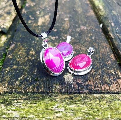 Roze agaat hanger "Emotioneel Evenwicht"