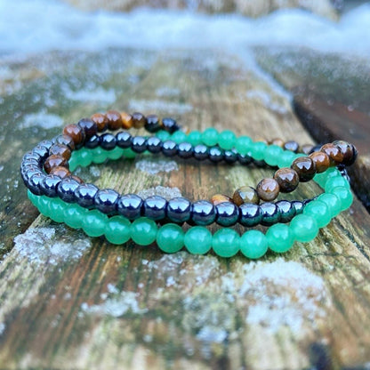 Armbanden set Hematiet, Tijgeroog en Aventurijn "Ruimte maken voor iets nieuws"