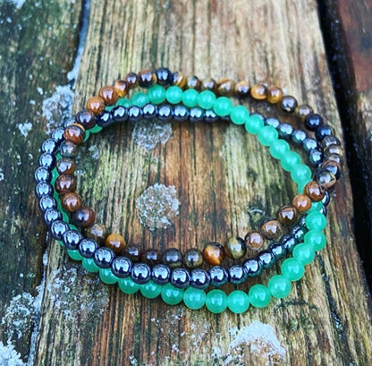 Armbanden set Hematiet, Tijgeroog en Aventurijn "Ruimte maken voor iets nieuws"