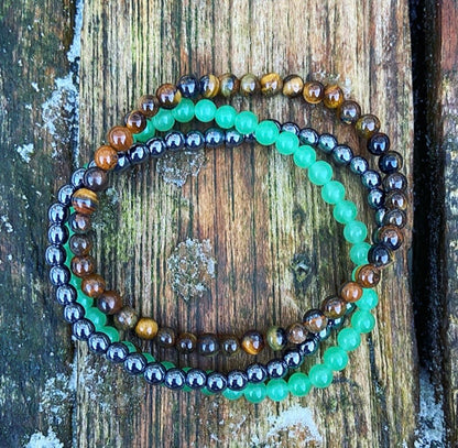 Armbanden set Hematiet, Tijgeroog en Aventurijn "Ruimte maken voor iets nieuws"