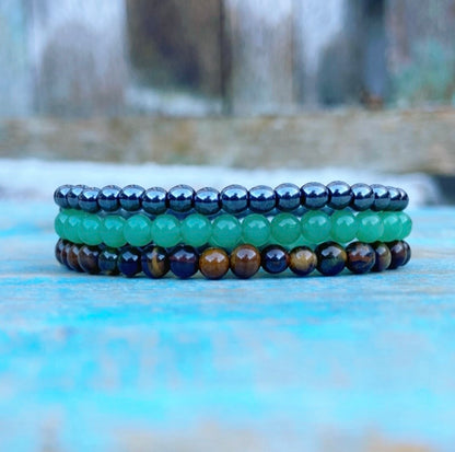 Armbanden set Hematiet, Tijgeroog en Aventurijn "Ruimte maken voor iets nieuws"