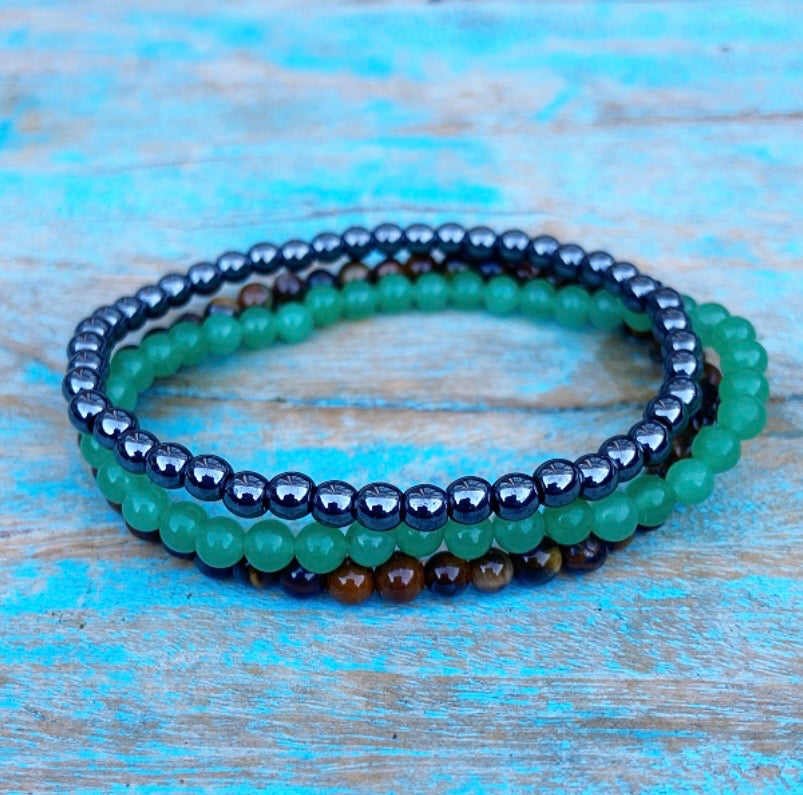 Armbanden set Hematiet, Tijgeroog en Aventurijn "Ruimte maken voor iets nieuws"