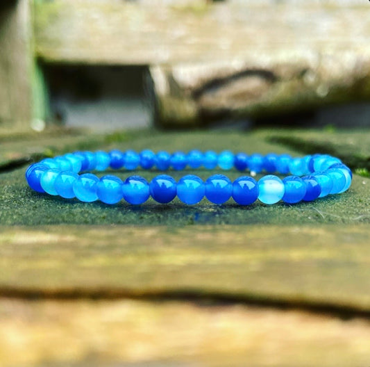 Blauwe agaat armbandje "EIGENWAARDE"