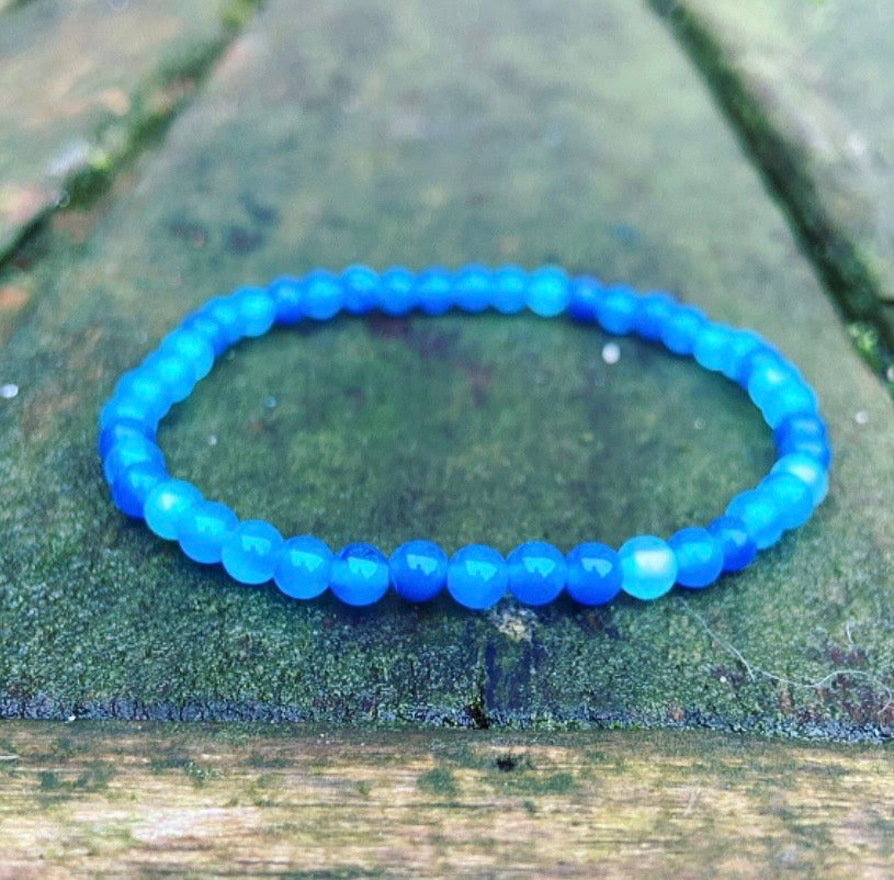 Blauwe agaat armbandje "EIGENWAARDE"