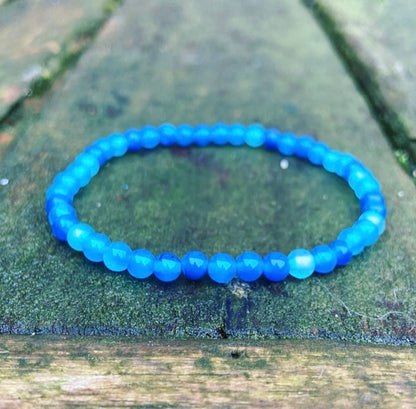 Blauwe agaat armbandje "EIGENWAARDE"