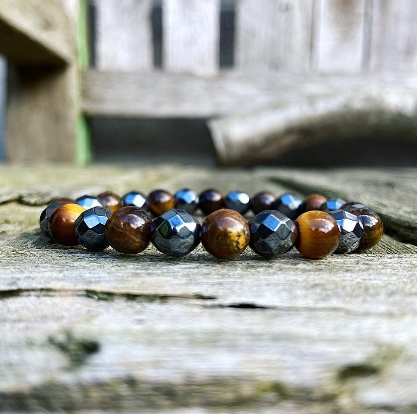 Tiger Eye &amp; Hematite Bracelet "Lightning Rod"