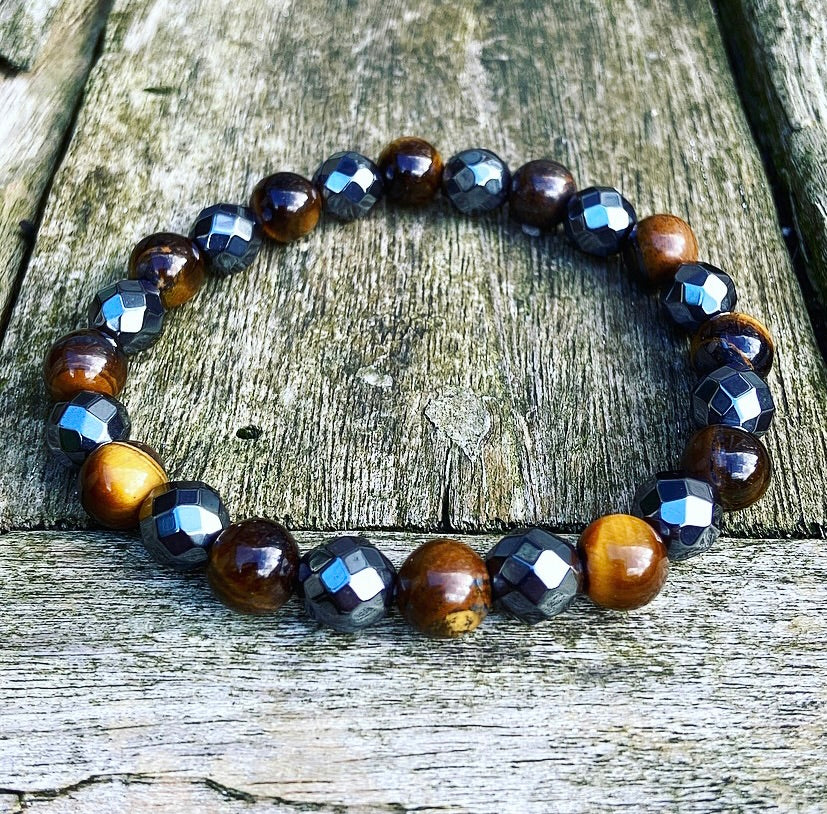 Tiger Eye &amp; Hematite Bracelet "Lightning Rod"