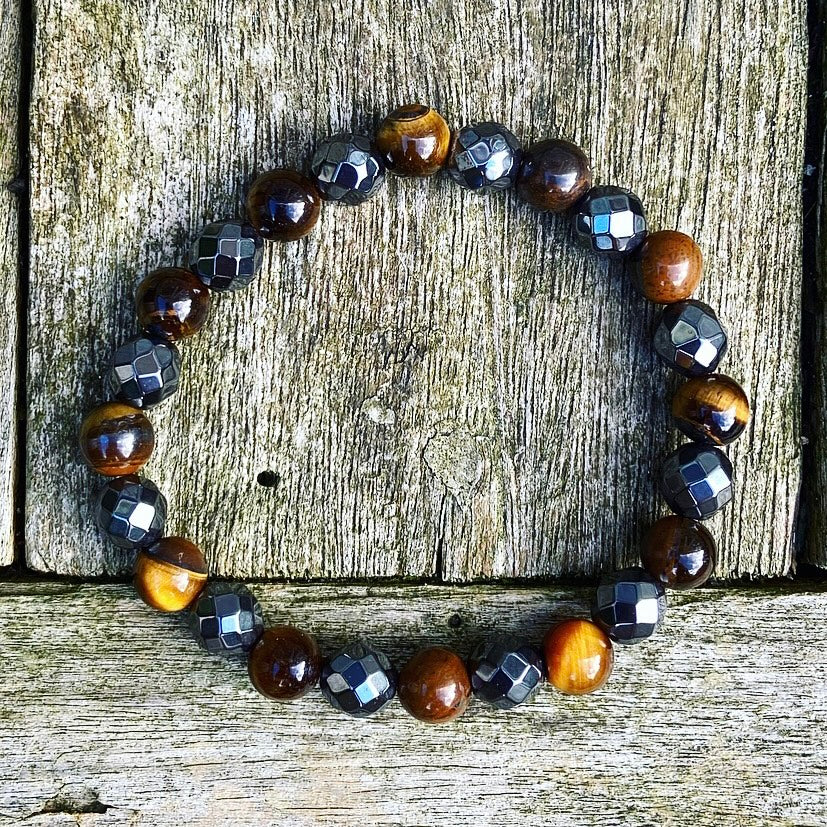 Tiger Eye &amp; Hematite Bracelet "Lightning Rod"