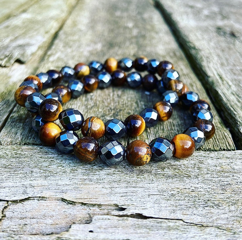 Tiger Eye &amp; Hematite Bracelet "Lightning Rod"