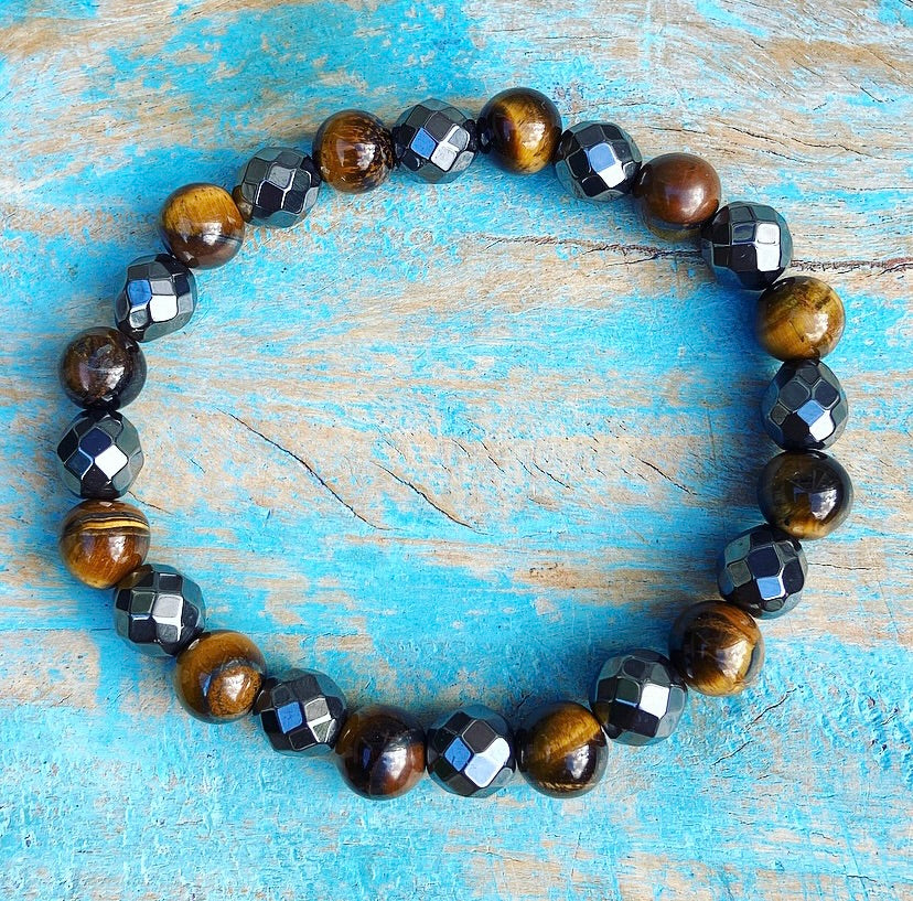 Tiger Eye &amp; Hematite Bracelet "Lightning Rod"