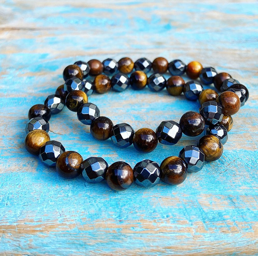 Tiger Eye &amp; Hematite Bracelet "Lightning Rod"