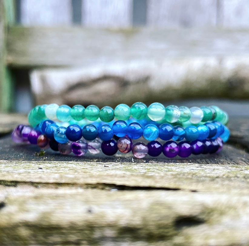 Bracelet set Agate "FEELING, KNOWING &amp; DOING"