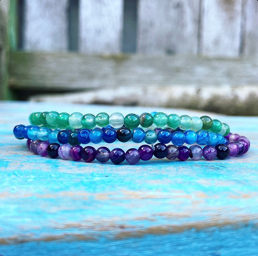 Bracelet set Agate "FEELING, KNOWING &amp; DOING"