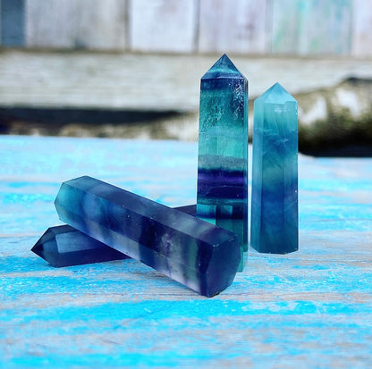 Fluoriet Mini Obelisk "Aura Reiniging"