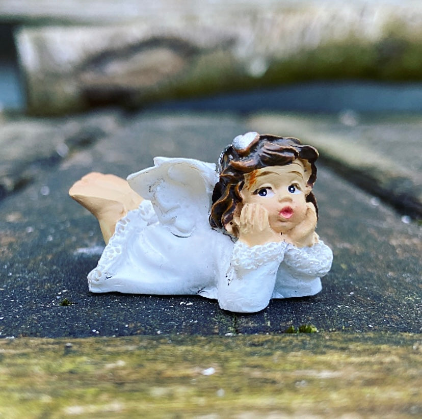 Drie engeltjes in geschenkzakje "Gezondheid, bescherming, geluk"