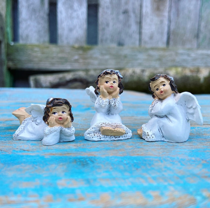 Drie engeltjes in geschenkzakje "Gezondheid, bescherming, geluk"