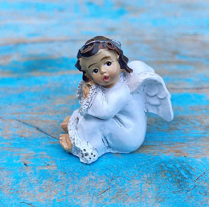 Drie engeltjes in geschenkzakje "Gezondheid, bescherming, geluk"