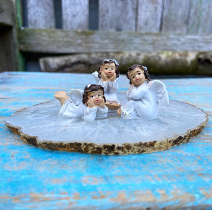 Drie engeltjes in geschenkzakje "Gezondheid, bescherming, geluk"