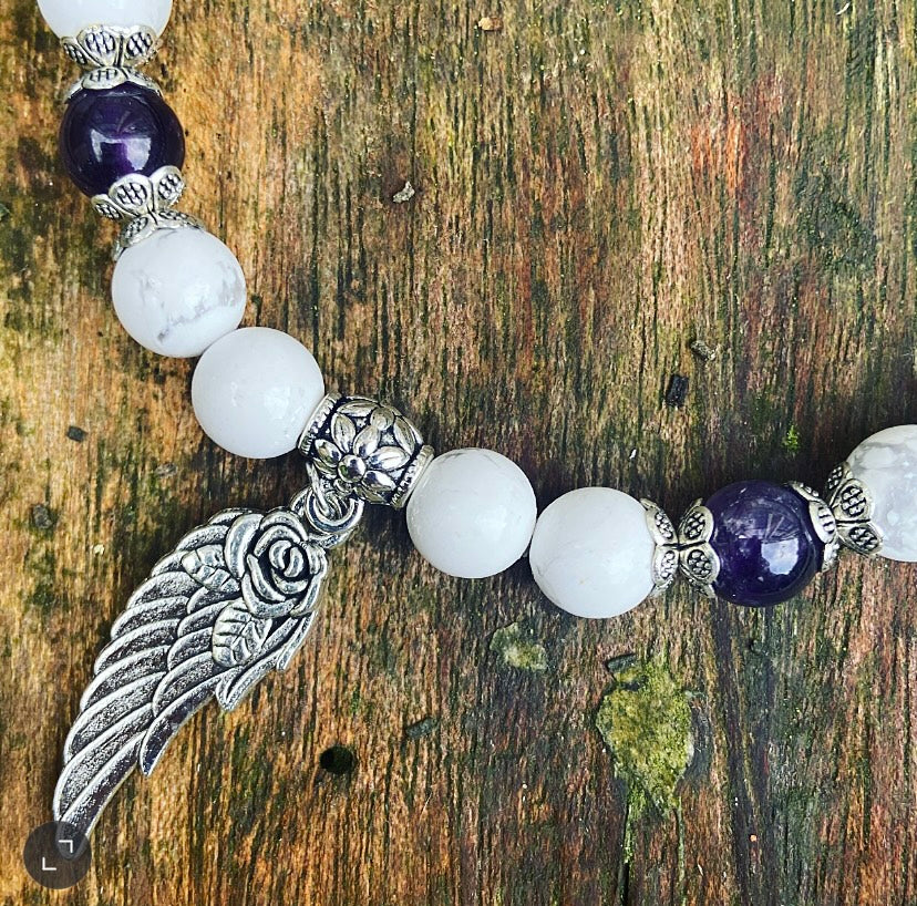 Lucky Charm Bracelet Amethyst &amp; Howlite "Wisdom &amp; Intuition"