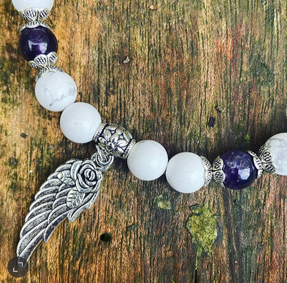 Lucky Charm Bracelet Amethyst &amp; Howlite "Wisdom &amp; Intuition"