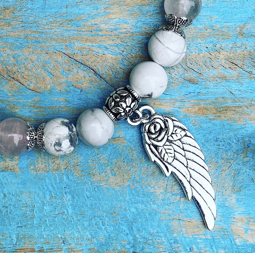 Lucky Charm Bracelet Rose Quartz &amp; Howlite "Contact your Guide"