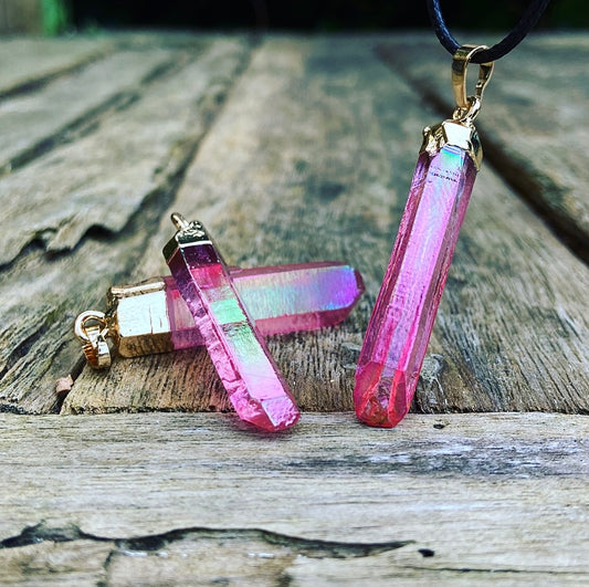 Wishing Crystal Pink Aura Quartz "Life, Love, Laughter"