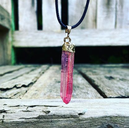 Wishing Crystal Pink Aura Quartz "Life, Love, Laughter"