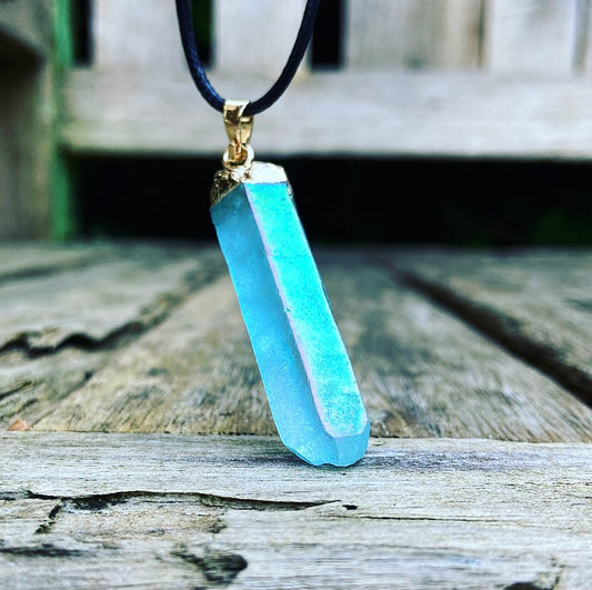 Wishing Crystal Aqua Aura Quartz "The Wisdom of Atlantis"