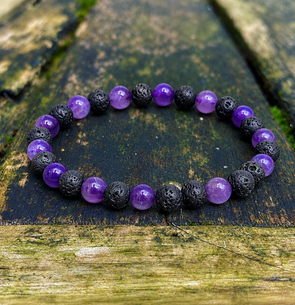 Armband Lavasteen en Amethist "Ademruimte"