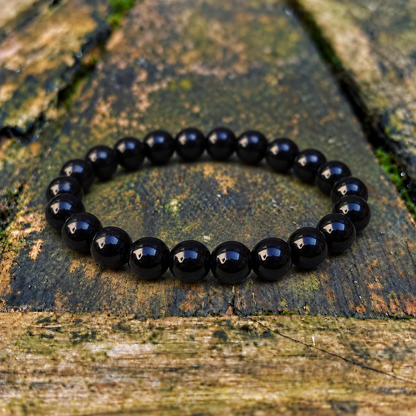 Zwarte Toermalijn armband XL "Mijn energie blijft bij mij"