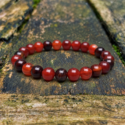 Rood-oranje Agaat armband "Het vuur blijft branden"