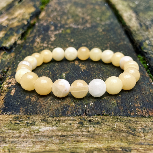 Gele Calciet armband "Lichtheid, helderheid en persoonlijke kracht"