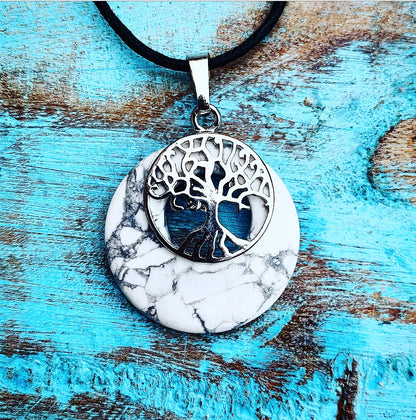 Donut pendant Howlite "Peace"