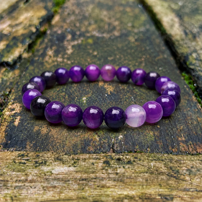 Paarse Agaat armband "Aandacht verandert alles"